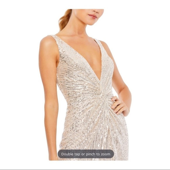 Ieena for Mac Duggal Rose Gold Sequin Twist Front Mini Dress NWT Size 8 26496 - Picture 8 of 14